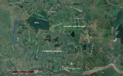 Foto-mapa del area de conservación regional (ACR) propuesta.Imagen Google Earth 16.01.2019
