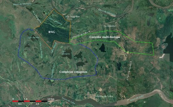 Foto-mapa del area de conservación regional (ACR) propuesta.Imagen Google Earth 16.01.2019