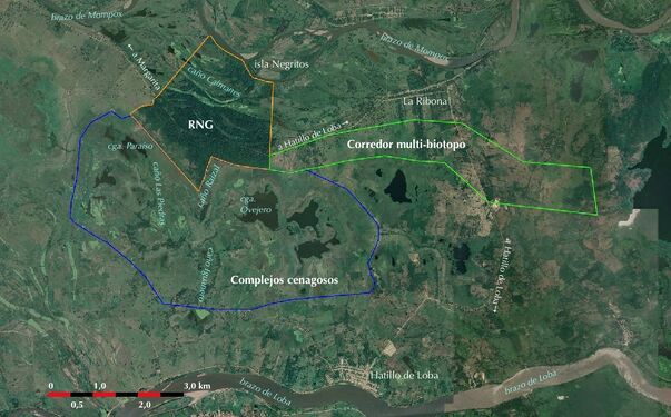 Foto-mapa del area de conservación regional (ACR) propuesta.Imagen Google Earth 16.01.2019